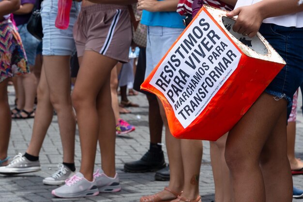 Photo women protest against misogyny violence and racism