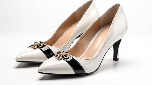 사진 색에 고립 된 여성 chunky heels 신발