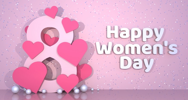 Women's Day Banner Achtergrond. 3D-weergave.