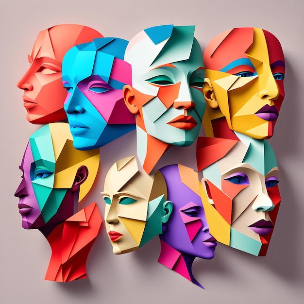 Women's Day Celebration Papercut Feminism Empowerment diversity Solidarity Illustration Generative AI