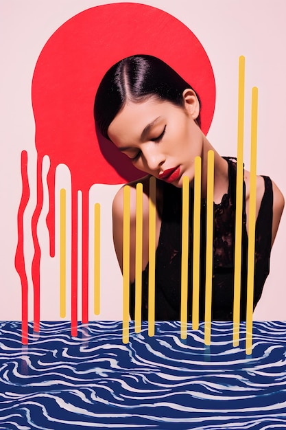 women's day concept woman water sun moon