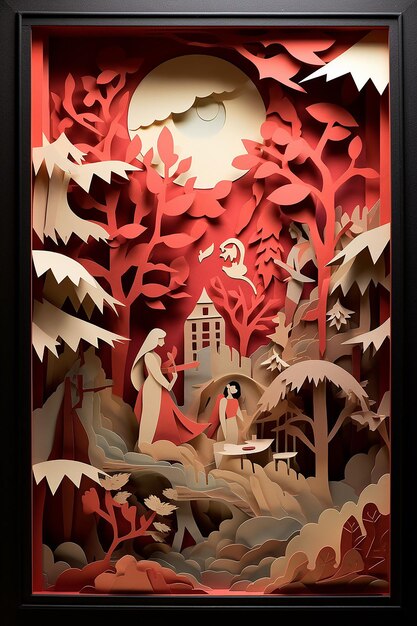 Women's day layered paper art diorama