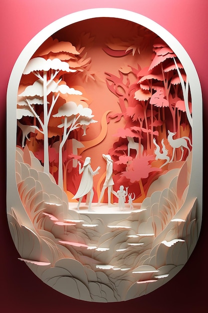 Women's day layered paper art diorama