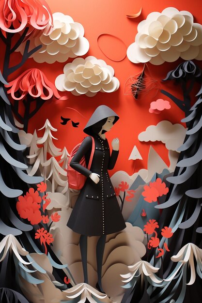 Women's day layered paper art diorama