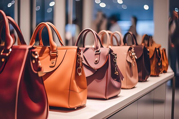 Women's handbags in boutiques AI technology generated image