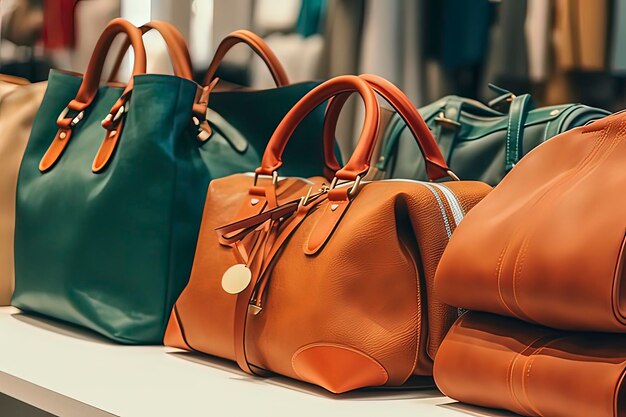 Women's handbags in boutiques AI technology generated image