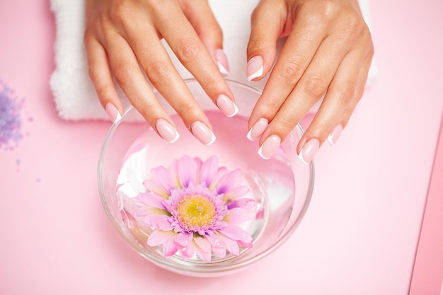 Women's hands with a new manicure.