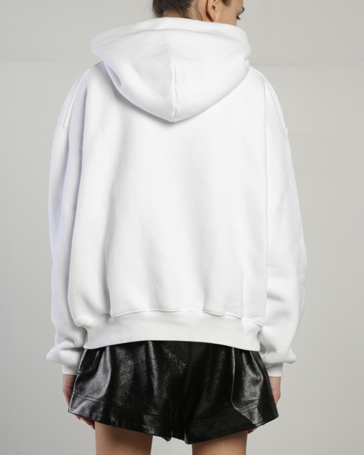 Photo women's hoodie on the model on a white background isolated