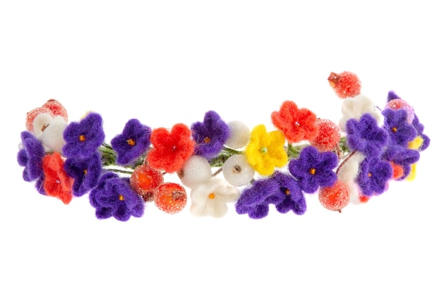 Women's jewelry wreath on head of flowers and berries