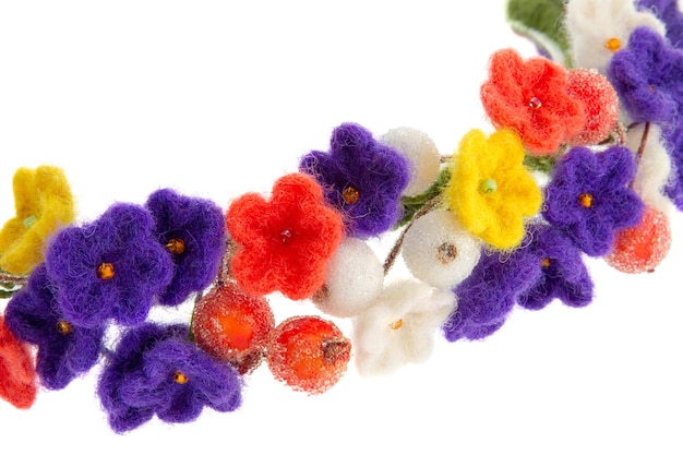 Women's jewelry wreath on head of flowers and berries