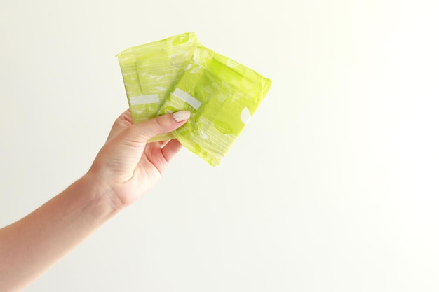 Women's menstruation pads on a white background