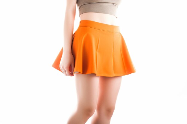 women's orange short skirt model