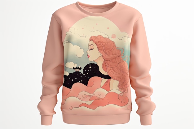 Women's peach color sweatshirt with long sleeves