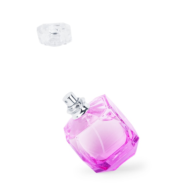 Women's perfume in beautiful bottle isolated on white background