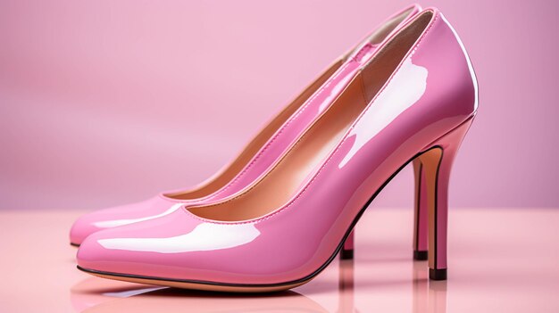 Photo women's pump shoes on pink