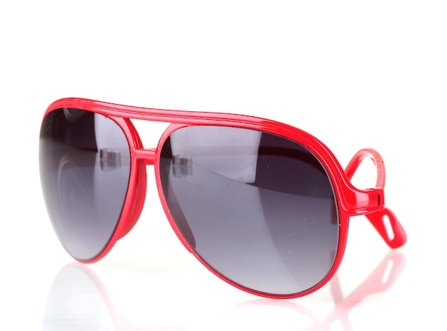 Women's red sunglasses isolated on white