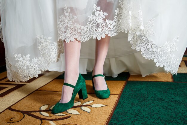 Women's shoes on the wedding day for the bride