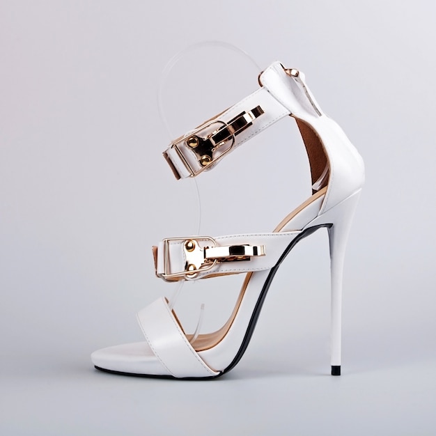 Photo women's white sandals with high heels