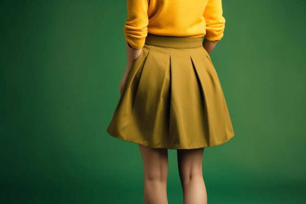 women's yellow short skirt model