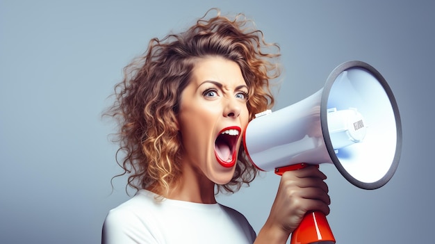 Women screaming in megaphone images