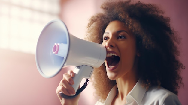 Women screaming in megaphone