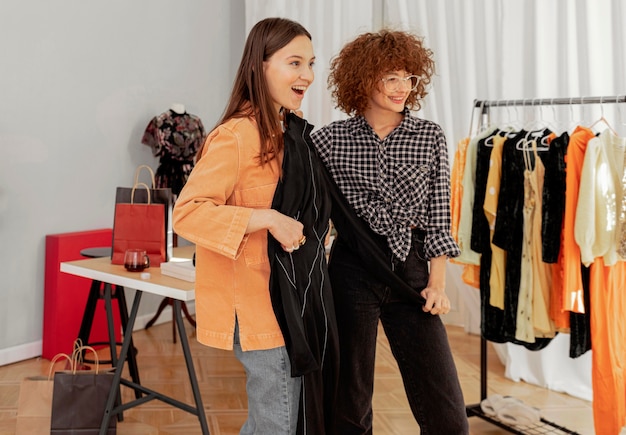 Women shopping together in store