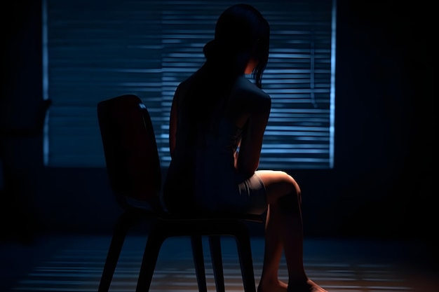 Women in silhouette in the dark anxiety and depress Mental health issues