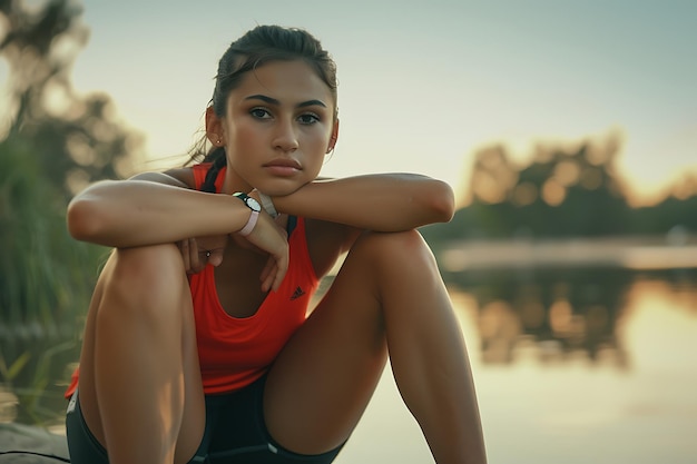 Photo women sit back and relax after exercise