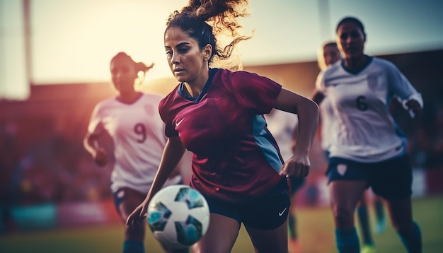 Women soccer gameplay at the soccer field editorial photography Football match gaming