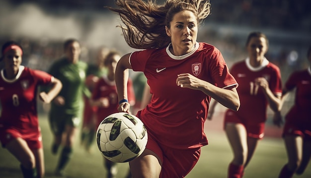 Женский футбольный геймплей на футбольном поле редакционная фотография Футбольный матч