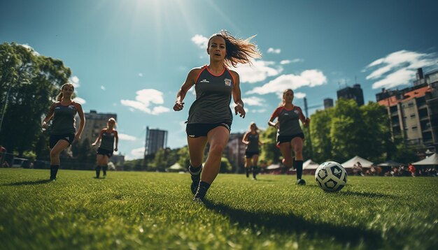 Foto gioco di calcio femminile sul campo di calcio fotografia editoriale gioco di partite di calcio