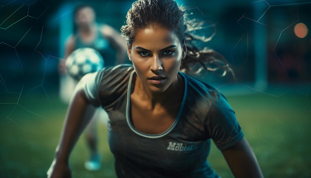 Women soccer gameplay at the soccer field editorial photography Football match gaming