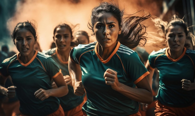 women soccer players in action for a soccer game