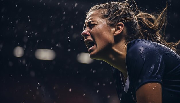 Photo women soccer players showcasing the shared emotions among players