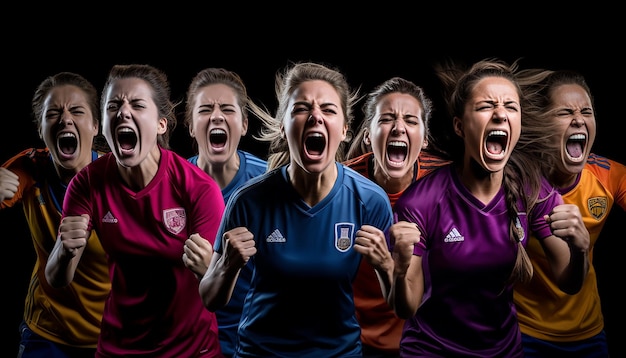 женщины-футболистки демонстрируют общие эмоции между игроками