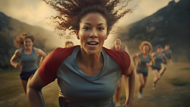 Women sprinting in a race