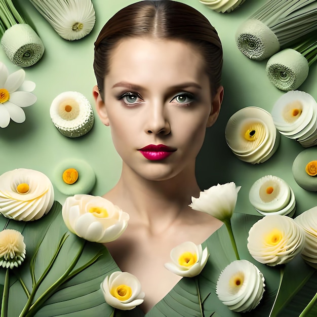 Women Surrounded With Flower