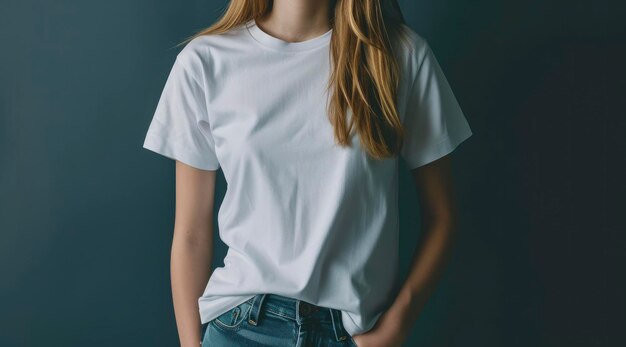 Photo women in t shirt t shirt mockup