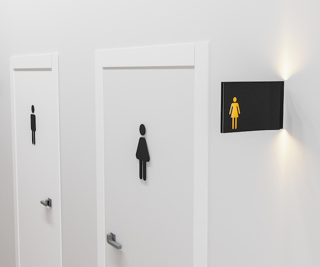 Women toilet door and sign wc women 3d render