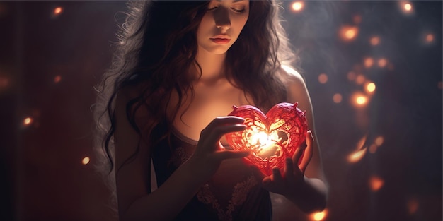 women touching heart