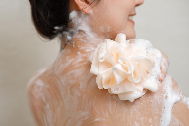 Women use liquid soap to shower to help eliminate bacteria