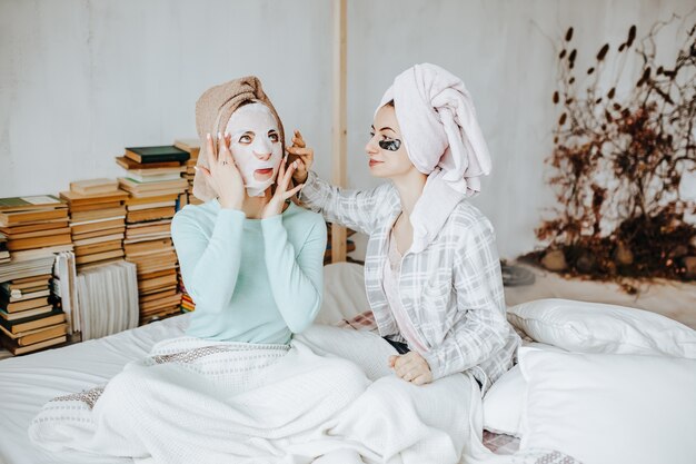 Women using homemade face and hair beauty masks