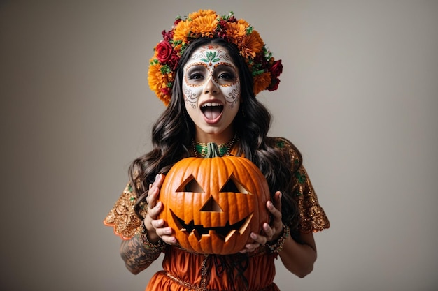 women wearing mexican costume for hallowen