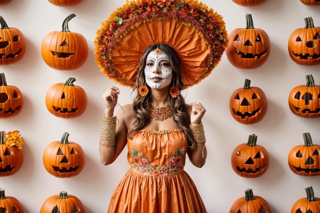 women wearing mexican costume for hallowen