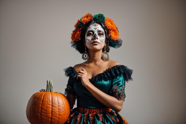 women wearing mexican costume for hallowen