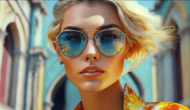 Women wiring sunglass Ai generative