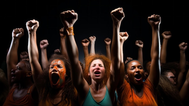 Photo women with fists in the air fighting for their rights