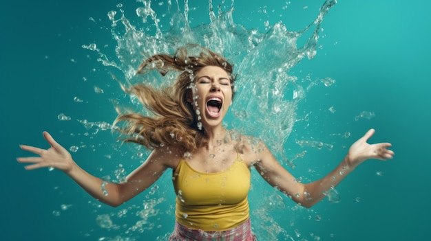 Foto donne con spruzzi d'acqua