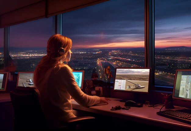 Photo women working at air traffic control