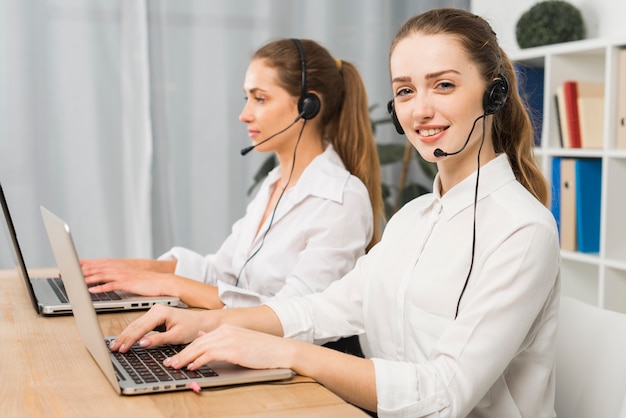 Women working in call center